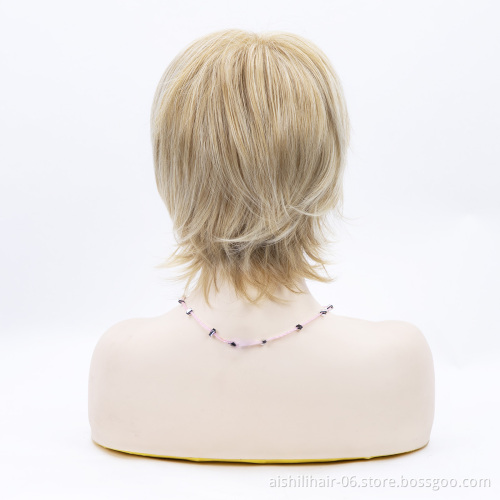 Wholesale vendors blonde Short Straight natural wig Synthetic hair Wigs for Women
